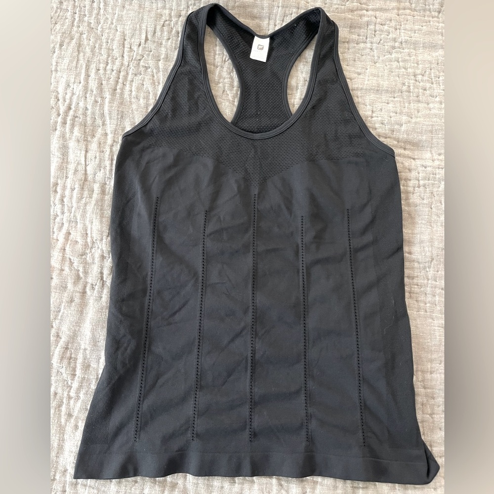 Fabletics Black Delta Seamless Women's Racerback Tank Top Sz Medium Cotton Blend
